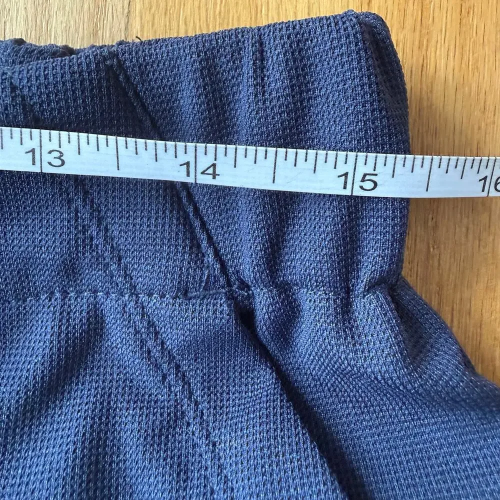 Halara Blue Pull On High Rise Pleated Wide Leg Stretch Knit Trouser Pants Sz LP - Picture 10 of 15